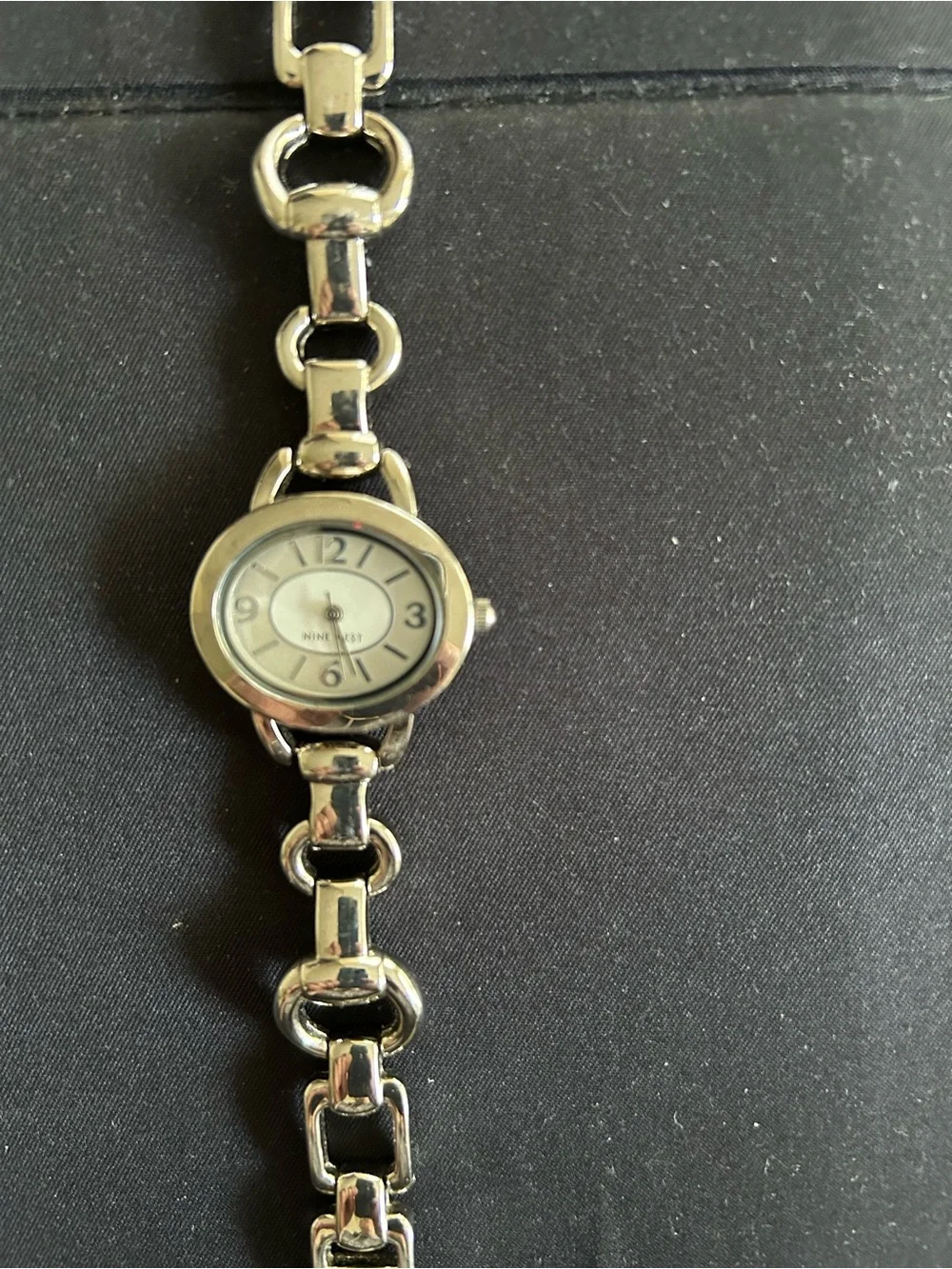 Nine West Gold Tone Link Bracelet Watch with Ivory Dial